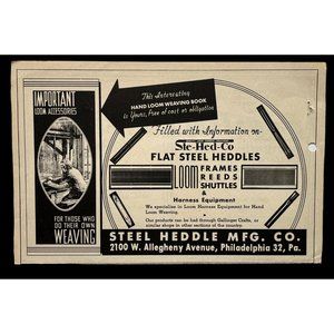 Steel Heddle Mfg 1930s Vintage Print Ad Loom Weaving Accessories Philadelphia PA